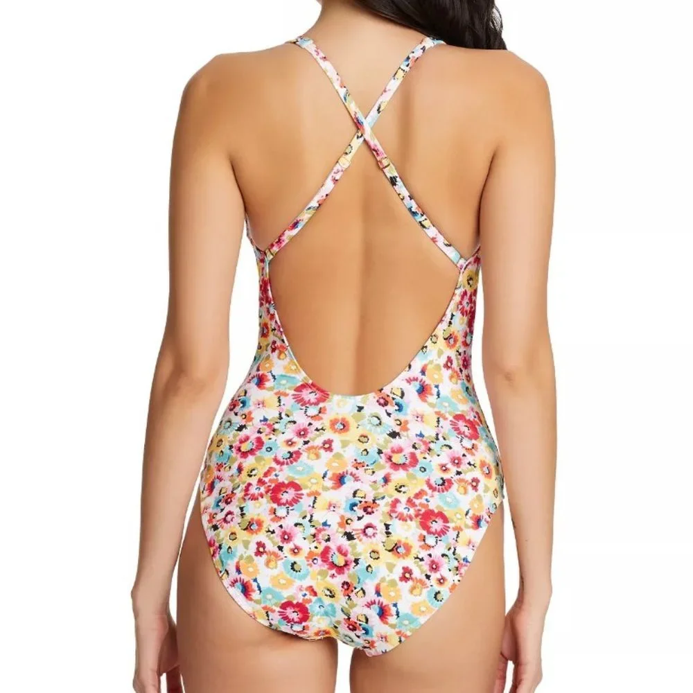 Bleu Rod Beattie Flower Hour Cross-Back One-Piece Size 6 - Picture 10 of 11